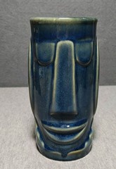 VTG 60s-70s Libbey Tiki Tumbler 7″ Heavy Ceramic Glazed Blue