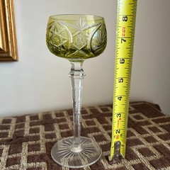 Val Saint Lambert Chartreuse Cut to Clear Crystal Hock Wine Glass Belgian