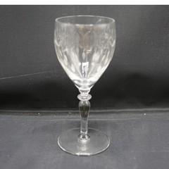 Set of 4 Bohemian Cut Crystal Wine Goblets 6” Hand Cut Leaf & Pinwheel Design
