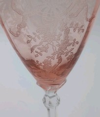 As-Is Fostoria June Pink Etched Water Goblets CHIPPED Pair