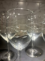 4 Libbey INTERLUDE Mid-Century Modern Water/Wine Glasses Swirling Leaf Cut