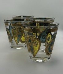 Georges Briard MCM 22k Gold Signed Spade Glasses Set of 4 Double Shot