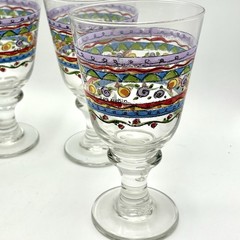 Sango Sweet Shoppe Wine Water Glasses Sue Zipkin Whimsical Pattern Set Of 4