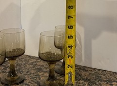 Vintage Tawny Accents Wine Goblets By Libbey Glass Smokey Brown Set of 4