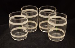 Set of 4 Vintage Anchor Hocking 4.5oz Water Juice Glasses Clear White Stripes