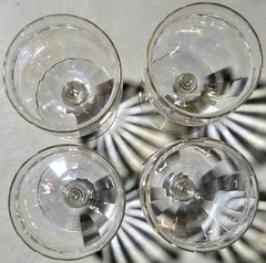 Goblets Vintage Wine Glasses Optic Iridescent Fluted x 4 Smooth Stem
