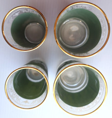 4 Vintage Jeanette Wedgwood Jasperware Grn Greek Hellinic Glasses juice whiskey