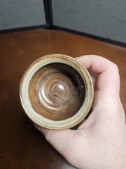 Set Of 4 Vintage Deneen Pottery Goblets Brown/White Glazed With Black Trim