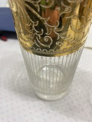 CULVER STARLYTE Highball  4 vintage Glasses w/Ornate 22K Gold Bands.WEAR ON GOLD