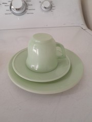 Vintage Hazel Atlas Little Hostess Child’s Tea Set (6) Pastel Moderntone Pattern