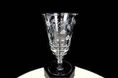 Libbey Rock Sharpe Crystal Halifax Floral Set Of Three 6 3/8″ Iced Teas 1940-60s