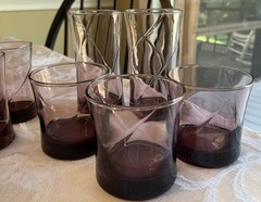 Vintage Amethyst Swirl Glasses Lot Of (12) Various Sizes See Description