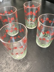 4 small vintage clear juice glasses Pattern