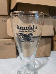 2 – Arnolds Lobster & Clam Bar Restaurant Tall Pilsner Beer Glass Cape Cod