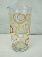 Vintage MCM Libbey Glass Tumbler Orange Yellow Boomerang Atomic Omeba Retro