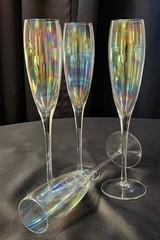 Vintage Iris Lustre Champagne Tall Flutes Set of Four