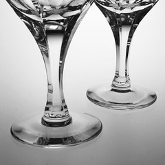 Atlantis Cut Water Wine Glass Evora Crystal Multi-Sided Stemware 5 5/8 2Pc Set
