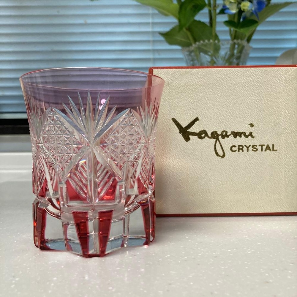 Edo Kiriko Crystal Rocks Glass 8.5cm Unused Unused Japanese Style