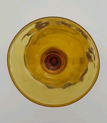 Bartlett Collins Amber Thumbprint Footed Stemmed Water Goblet Set of 4
