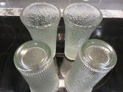 4 VTG Jeannette Glass Finlandia Tree Bark 6 3/8″ Clear Ice Flared Top Tumblers