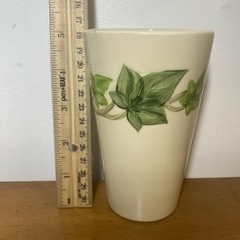 Franciscan Ivy 5″ Tumbler Cup Vintage USA Porcelain Green Leaf MCM Small Crack