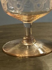 Vntg Etched Glass Set Of 2 Pink Sherbet Dessert Glass Cup Necklace Design C6