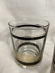Vintage Set Of 4 Luminarc J.D. Durand Low Ball Glasses Black Gold *READ