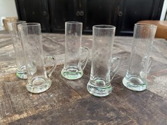 Vintage Cocktail Cordial 5″ Made in Korea In Original Box Etched Wheat Set of 5