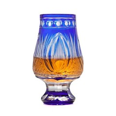 Cobalt Blue Glencairn Glass 6oz Hand Cut To Clear Nosing Tasting Whiskey Glass