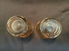 2 Etched Palm Trees Glasses Rocks Glass Gold Amber Glass, Made in Romania