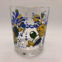 Vintage 1978 Low Ball Drink Glasses Whimsical Cartoon Frog Turtle Giraffe Duck