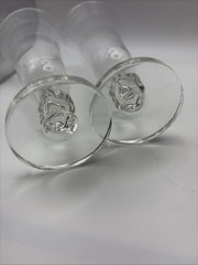 Fluted Champagne Glasses Set 2 W/square Stem Thick Base 6.25” Tall Clear Glass