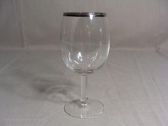 4 CRYSTAL 10 Oz Clear Stemmed Wine Glasses With Platinum Rim