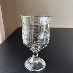 Anchor Hocking Savannah Clear Glass Heavy Water Goblet Embossed Rose Flower
