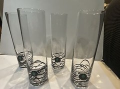 Art Glass Set of 4 String Art 3D Cocktail Highball Glasses 8»
