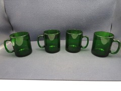 Cristal d’Arques Crystal Emerald Pattern Set of 4 Mugs 3 5/8″T x 3 1/8″