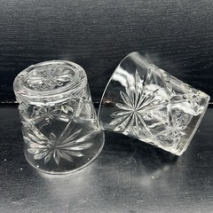 Anchor Hocking Early American Prescut Whiskey Glass Crystal Barware Vintage