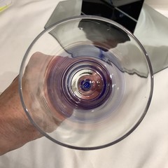 Clear 9” Champagne Flute w/ Blue Glass Spiral Twisted Stem – Set of 2