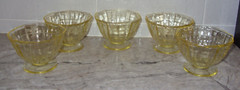 Anchor Hocking 5 Block Optic Yellow Depression Champagne Sherbet Dessert Glasses