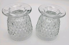 Vintage Anchor Hocking Juice Glasses Quilted Diamond Point Clear 3.5″ Tall