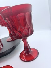 Vintage Noritake Perspective Ruby Red Glass Juice Wine Goblet 6.5” Tall Set of 8