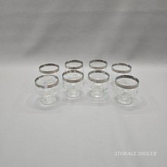 Vintage Set Of 8 Glass Sherbet Dessert Cup 2.75″ Tall, Monogrammed Letter M