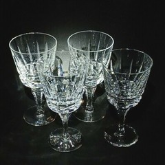 ATLANTIS LISBON WATER GLASSES, Cut Lead Crystal, 6 3/4″, 10 oz, PORTUGAL, 4PCS