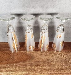 Autumn Gold Leaf Pilsner Stemmed wine glasses beer glass barware set of 4