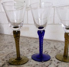 Twisted Stem Cordial Glasses Various Colors & Sizes Set Of 6 NEW