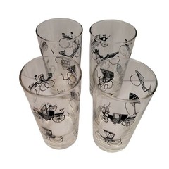 1950s Mid-Century «Carriage» Glassware Libbey Curio Collection Set of 4 Glasses
