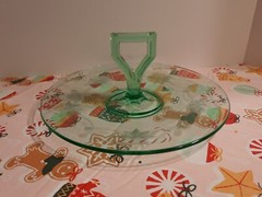 Uranium Glass Serving Tray Leaf Pattern