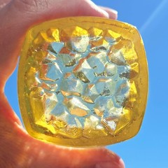 🍋 Heavy Bottom Scuffs 🍋 Citrus On The Rocks Glass 🍋 Signed 🍋 Fire and Light