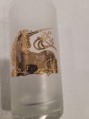 Vtg Culver Unicorn Frosted Highball Bar Tumblers 22K Gold Glasses 4