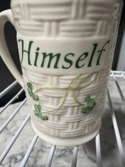 2007 Belleek Shamrock Porcelain Beer Mugs Himself Herself Ireland Irish Gift Cup